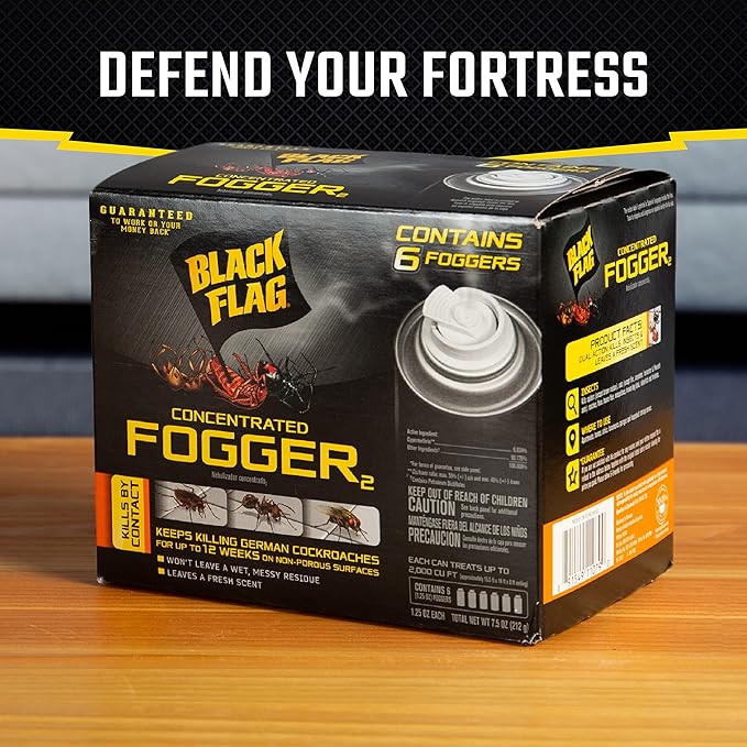 Black Flag Concentrated Fogger, 6 Count-1.25 Ounce Cans, Indoor Insecticide, 1 Pack