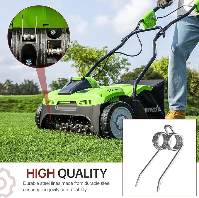 Durable Steel Dethatcher Tines for Replacement GreenWorks 2500600G 27022 29272 10 Amp 14" Corded Dethatcher(18-Pack)