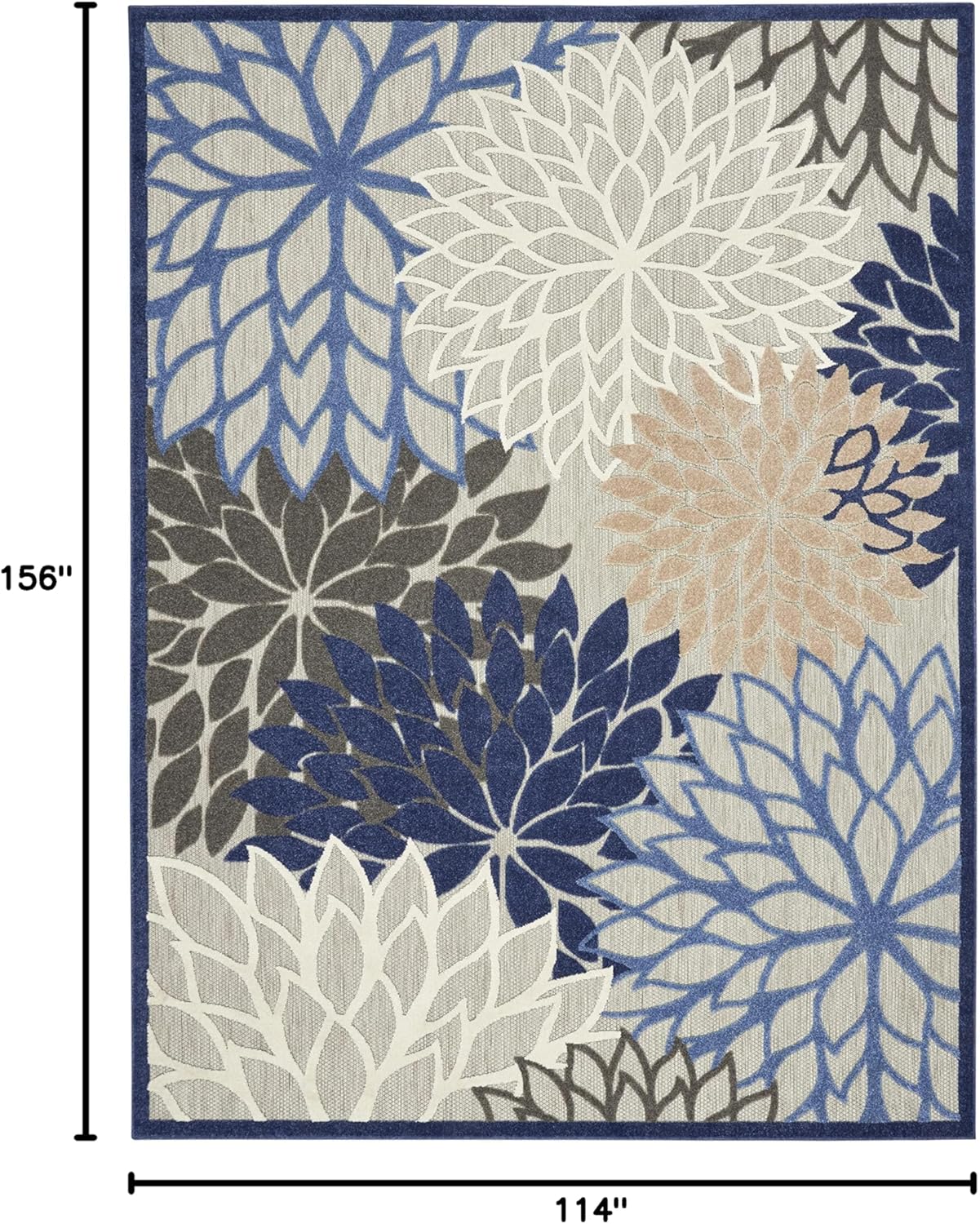 Nourison Home Aloha 9'6" x 13' Fabric Indoor/Outdoor Rug in Blue/Multi-Color