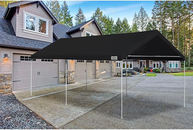 Caravan Canopy Domain Pro 200 Straight Leg 10 by 20 Foot Outdoor Canopy Car Tent 10x20 with Durable Powder Coated Steel Frames, Black