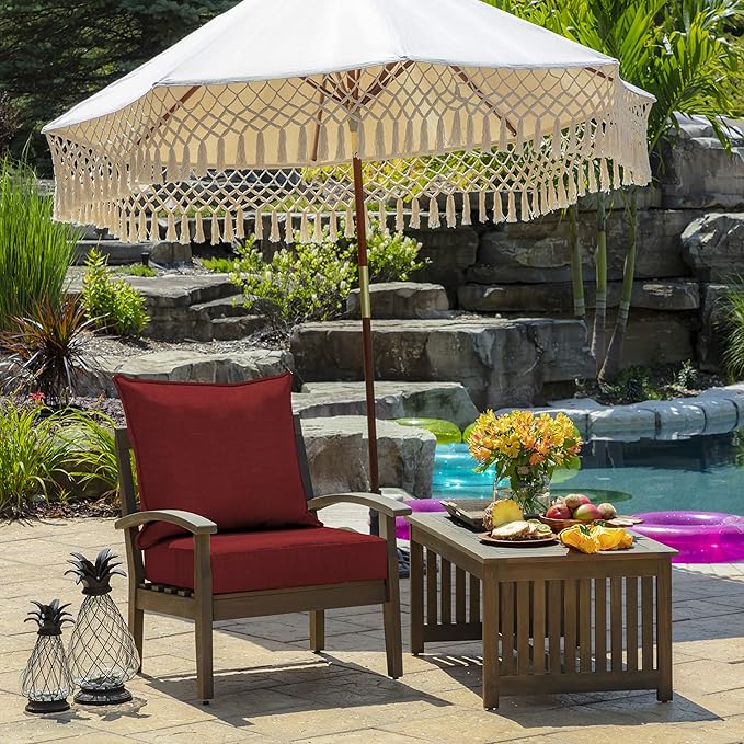 Arden Outdoor Foam Deep Seat Cushion Set (4-Pack), 24x24, Premium High-Density Foam, Never Flattens, Weather-Proof for Patio Chair Sofa Couch, Ruby Red Leala