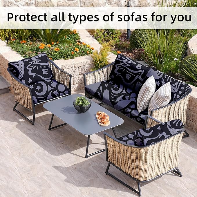 BIETYONE 8Pcs Stretch Patio Cushion Covers,Outdoor Couch Covers Replacement,Outdoor Couch & Sofa Slipcovers,for Patio Furniture Cushion Covers,Washable Reusable urniture Protector(Grey Pigeon,8PCS)
