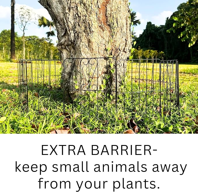ShopLaLa Decorative Garden Fence Animal Barrier (10 Panels) 12in(L) x 24in(H) Rustproof Metal Wire Flower Bed Edging for Landscape with Swan Up Down Design, Border Panels Fencing Yard Patio Outdoor