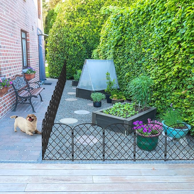 Decorative Garden Fence 19 Pack Garden Fencing Border 20ft(L) x 24in(H) Animal Barrier Fence Panels Rustproof Metal Wire Temporary Fence for Dog Yard Patio Outside, Arched