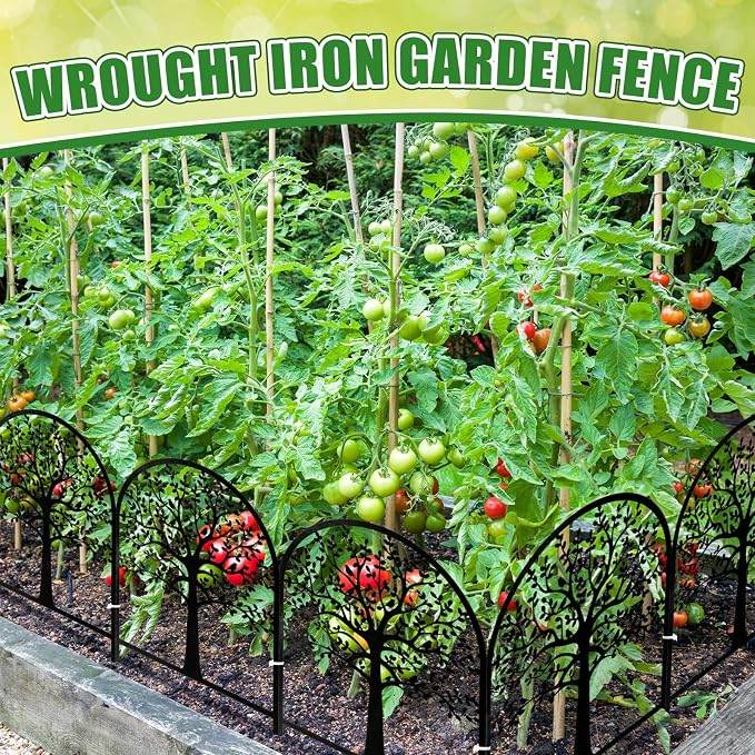 Yaocom 6 Pack Tree of Life Decorative Garden Fence Border 16.5''H x 11.8''W Animal Barrier Border Metal Arched Garden Fencing Panels for Easter Flower Bed Outdoor Patio Yard Decor
