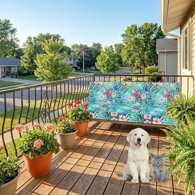 Newwiee 12 Pcs Patio Cushion Covers Outdoor Stretch Sofa Couch Cover Replacement Couch Slipcover Sofa Seat Chair Porch Patio Furniture Protector, Flexibility Washable(Colorful,Palm Leaf)