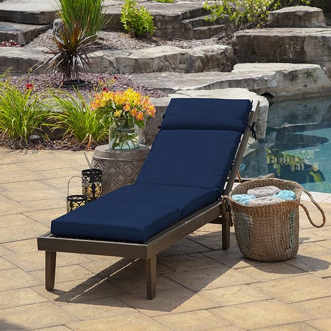 Arden Outdoor Chaise Cushion, 22 x 77, Rain-Proof, Fade Resistant Sapphire Blue Leala
