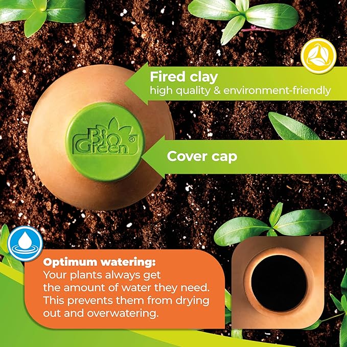 BioGreen Plant Self-Watering System Hydro MAX S | 0.3 gal | Irrigation Ø 23.6 in | Olla Made of Fired Clay | Environmentally Friendly | Terracotta Water Saver for Gardens, Vegetables & Raised Beds