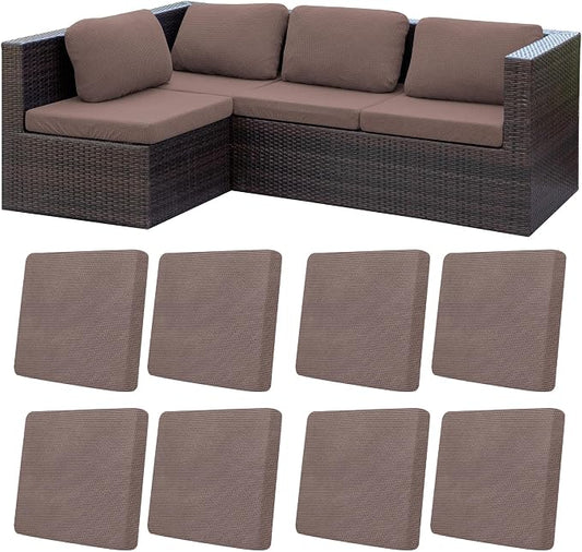 8Pcs Patio Cushion Covers,Outdoor Cushions Covers,Stretch Cushion Covers Replacement, Washable and Reusable Furniture Protectors(Camel)
