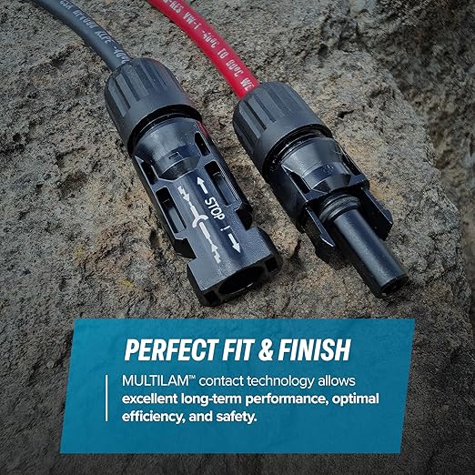 TEMCo Solar Panel Extension Cable 10 AWG 90 Ft Red + 90 Ft Black w/Staubli MC4 Connectors