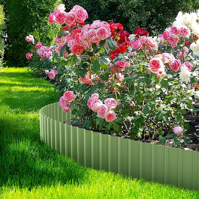 LAVEVE Corrugated Metal Garden Edging 6" x 20ft, Landscape Edging Border for Lawn, Flower Bed, Garden Fence, Paver Edging (Mint Green)