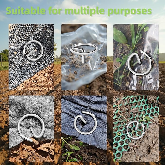 240 Pcs Thick 11 Gauge 0.12 IN Circle Top Landscape Fabric Pins Hard Holding,6 Inch Galvanized Landscape Fabric Stakes, for Tent, Weed Barrier Fabric, Plant Cover,Landscape Pins Stronger Not Easy Bend