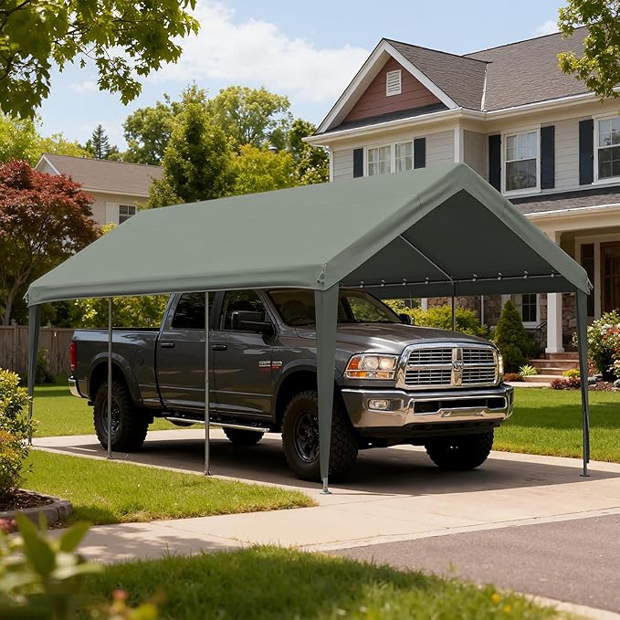 Carport Replacement Canopy Cover 12'x20' for Tent Top Garage Shelter Cover, 800D Heavy Duty Oxford Waterproof & UV Protected Car Canopy Tarp with Ball Bungees (Frame is not Included)