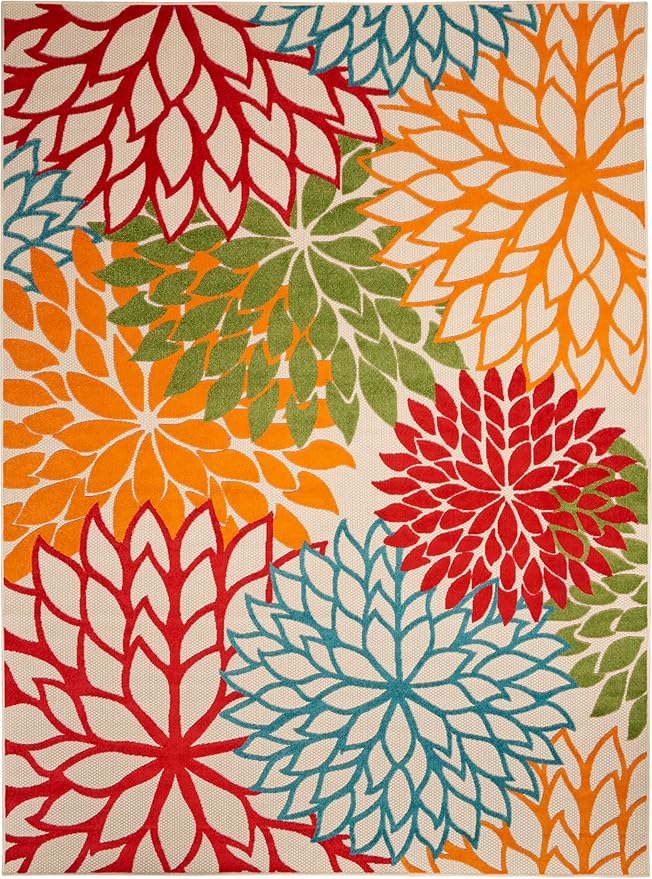 Nourison Home Aloha 94" x 126" Fabric Indoor/Outdoor Rug in Multi-Color