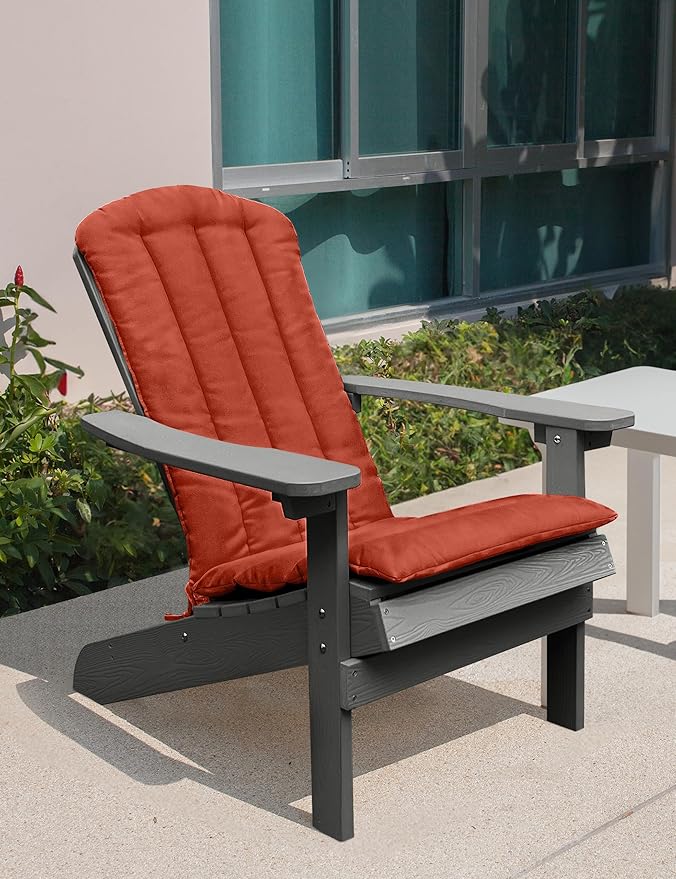 YEFU Adirondack Chair Cushion, Thin Rocking Chair Cushions with Straps Set of 2, Folding Patio Chair Pad for Indoor and Outdoor, 19.7x18.9x1.5 Inch, Burnt Orange