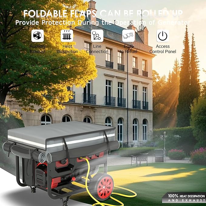 Generator Covers, Generator Covers While Running, Top Can Be Opened for Refueling, 600D Silver Coated Oxford Waterproof Cloth+200D Flexible Fabric Inner Lining, Double Layer Material