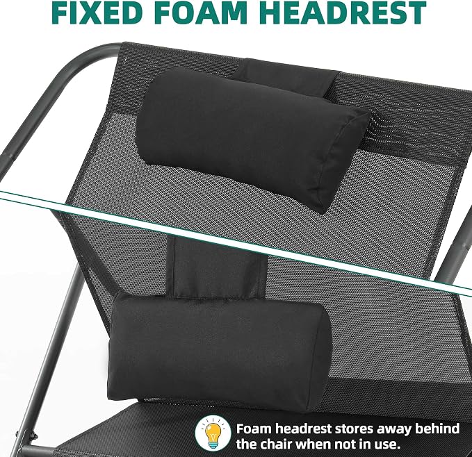 YITAHOME Patio Lounge Chair with Ottoman Set of 2, Oversized Papasan Chair, Versatile Indoor/Outdoor Textilene Lounge with Metal Handrail and Footstool, Idea for Living Room, Porch, Backyard or Garden