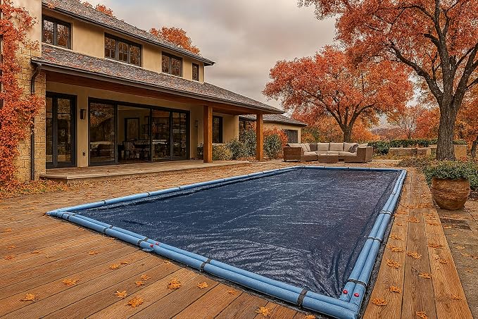 Winter Block Inground Pool Winter Cover, Fits 12’ x 24’ Rectangle, Solid Blue – Superior Strength & Durability, Treated for UV Protection, WC1224RE, 12' X 24'