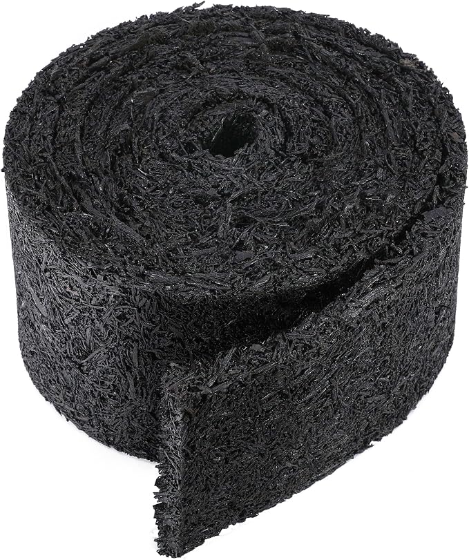 Adnee 140'' x 5.5" Double Sided Rubber Mulch Roll, Black Recycled Rubber Mulch Walkway,Permanent Garden Edging Barrier Mat for Landscaping,Plants,Vegetables and Flowers
