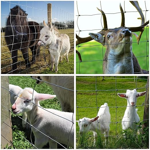 Cattle Fence 5ft x 100ft Heavy Zinc Coating Farm Fence,Galvanized Field Wire Fencing Deer Fence,Goat Fence,Hog Wire Fencing for Yard Livestock & Animals Protection