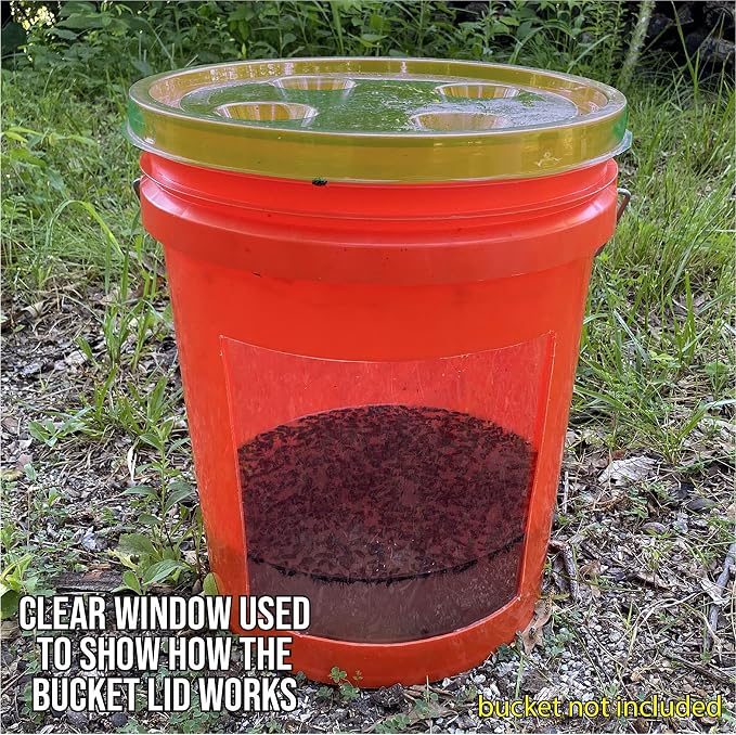 Billy-Bob Fly-Lid 5 Gallon Bucket Fly Lid (3 Pack) Turn Any 5 Gallon Bucket into a Fly Trap!