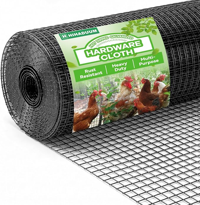Black 16'' x 20' Hardware Cloth 1/4 inch 23 Gauge, Hot-dip Galvanized After Welding, Chicken Coop Wire Fence Wire Mesh Screen, Rabbit/Snake Fences, Netting Wire Cloth Galvanized Wire Mesh Roll