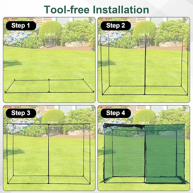 Large Mesh Crop Cage Plant Protection Tent 4 x 8 x 6 Ft, Easy to Install Protection Garden Cages, Crop Cages with Storage Bag Suitable for Garden Patio Lawn