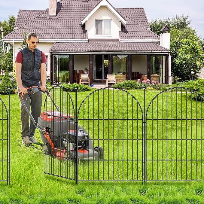 ADAVIN Garden Fencing 36 inch High, 22 Panels Dog Fence Outdoor for Yard, Rustproof Metal Wire Tall Garden Fences with Gate for Patio, Temporary Ground Stakes, Arched Animal Barrier Fence, Total 48 Ft