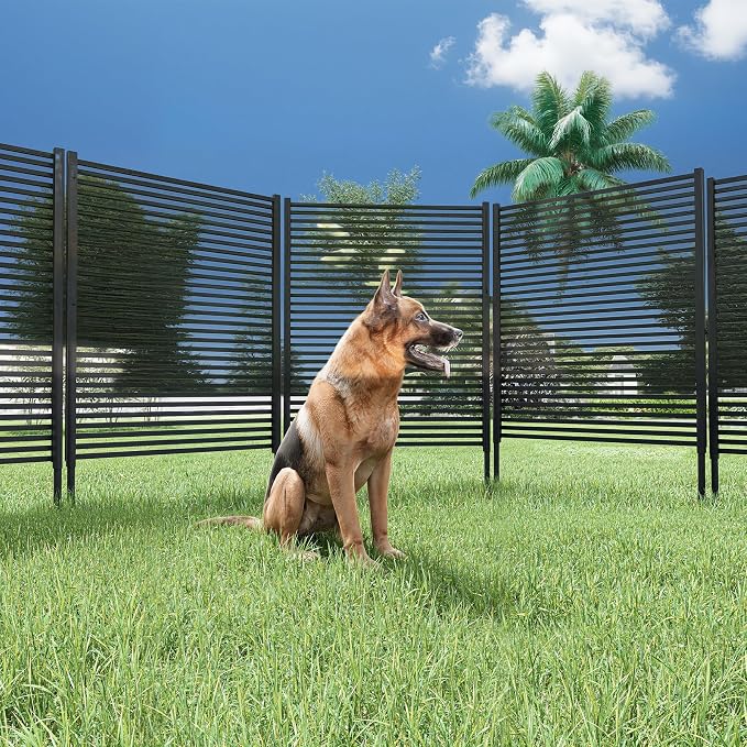 GarveeLife Metal Privacy Screen Outdoor, 47x71 Inch Panels for Outdoors, Freestanding Rust-Resistant Decorative Fence for Balcony, Yard, Garden, Patio, Brown Weatherproof Privacy Fencing