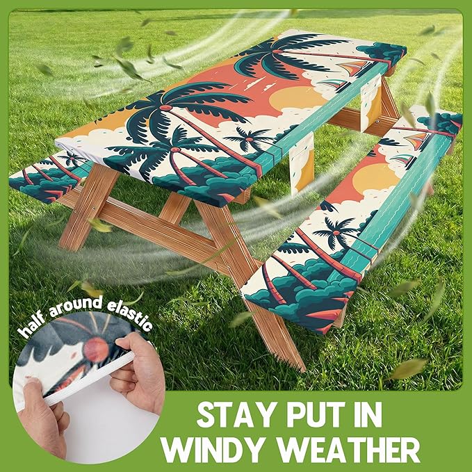 Picnic Table Cover with Bench Covers Table Cloth Tablecover Camping Essentials Camp Tools Camper Ideas Outdoor Beach Summer Accessories Must Haves Motorhome Trailer Road Trip Tent Rv Travel Supplies