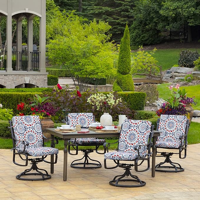 Arden Outdoor Patio Dining Chair Cushion, 20x44, Rain-Proof Seat Pad, Fade-Resistant Outdoor Cushion Clark Blue