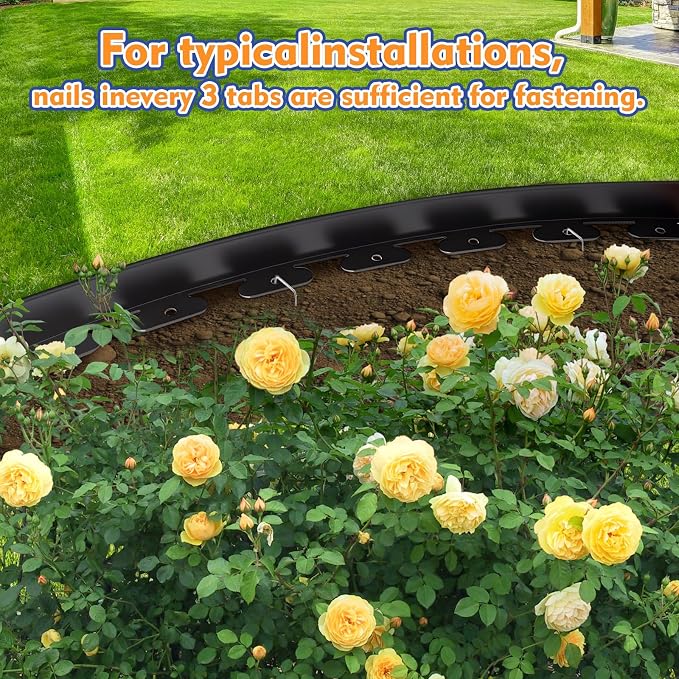 2 Inch x 100 FT (Multiple Sizes Available) Landscape Edging, Garden Edging Borders with 100pcs Upgrade Stakes, Flexible No Dig Plastic Garden Border for Lawn, Landscaping, Flower Beds, tree and Yard