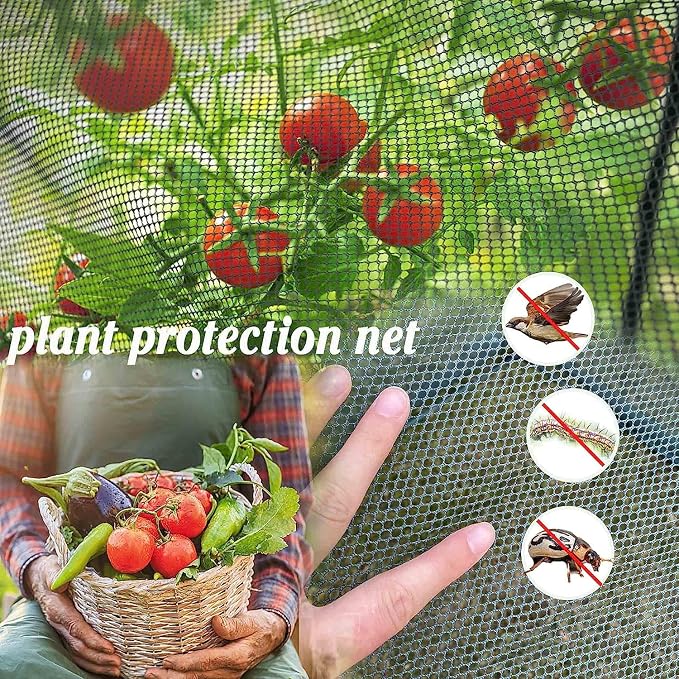 Poray Large Tunnel 10FTx6FT Plant Netting Cover, 6FT Tall Crop Cage Tomato Netting,Pest Guard Cover for Vegetables &Fruits,Durable Gardening Net for Plant and Animal