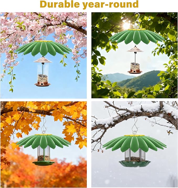 13.5 inch Flower Rain Guard for Bird Feeder,Hummingbird Feeder Shade Dome Cover,Umbrella Cover for Bird House for Outdoor,Squirrel Baffle(Green)