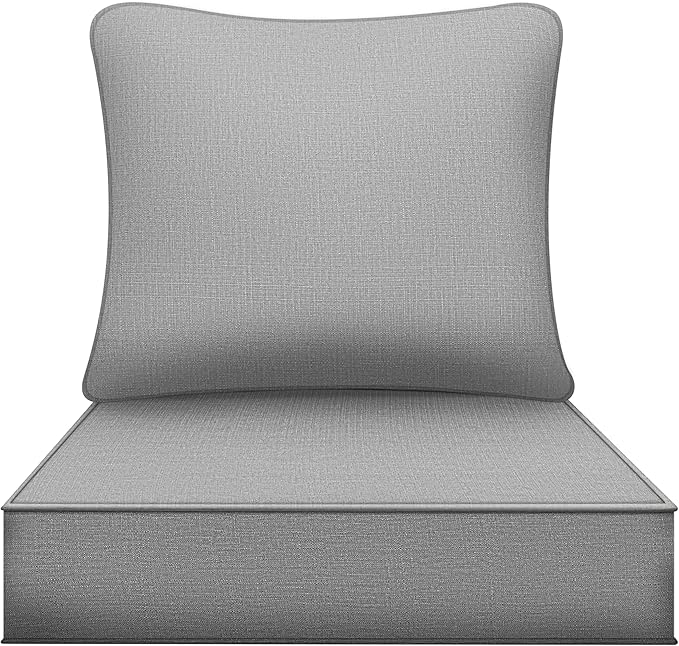 Art Leon Waterproof Outdoor Seat Cushion 24"x 24" 30D High Density Foam Patio Chair Cushions with Non-Slip Backing Patio Cushions for Patio Furniture Porch Swing Garden Bench Camping Stadium Grey