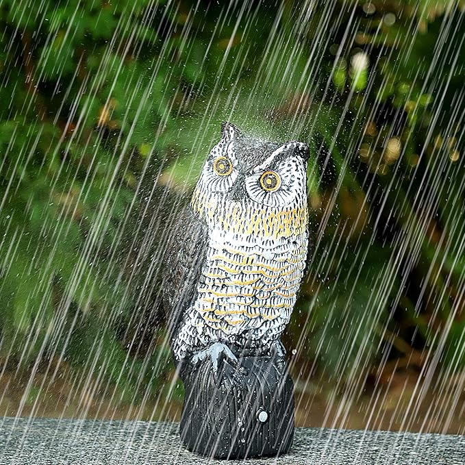 Ruolan Plastic Owl,Brid Owl with Flashing Eyes&Frightening Sound for Garden Yard Outdoor (Large)