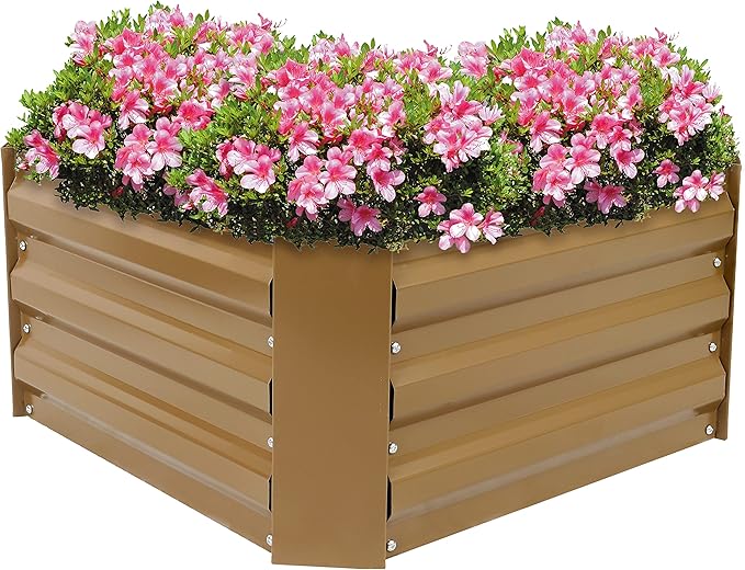 Sunnydaze Galvanized Raised Garden Bed Kit - 2x2x1 ft Outdoor Raised Garden Bed - Metal Planter Box for Vegetables, Flowers, Herbs - Brown - Square