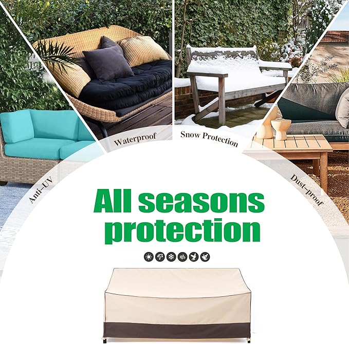 F&J Outdoors Waterproof Anti-UV Heavy Duty 3 Seater Cushion Couch Patio Sofa Cover, 82" W x 39" D x 36" H
