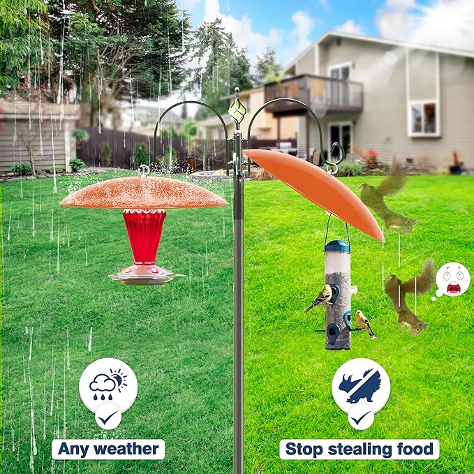 13" Hummingbird Feeder Shade Cover,Bird Feeder Dome Rain Guard,Smart Bird Feeders Umbrella,Weather Guard for Shepherd's Hook Outdoors (Terracotta), 2 Pack