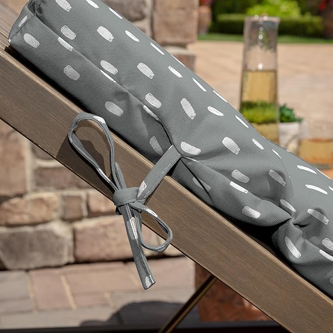 Arden earthFIBER Outdoor Chaise Cushion, 21 x 72, Rain-Proof, Fade Resistant, Cushion for Chaise Lounger Stone Grey Dot