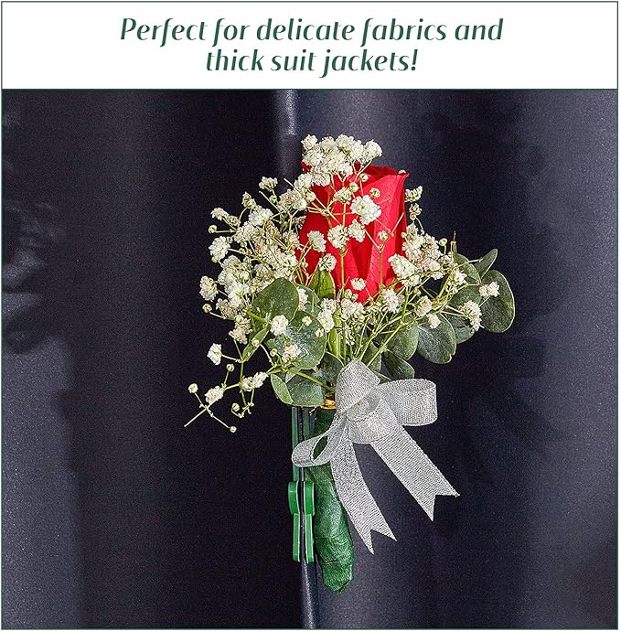 Waydress 10 Pairs Floral Boutonniere Magnets Small Corsage Fix Boutonniere Magnets Corsage Pins Brooches Flower Stick for Handmade Wedding Bride Groom Flower (Green)