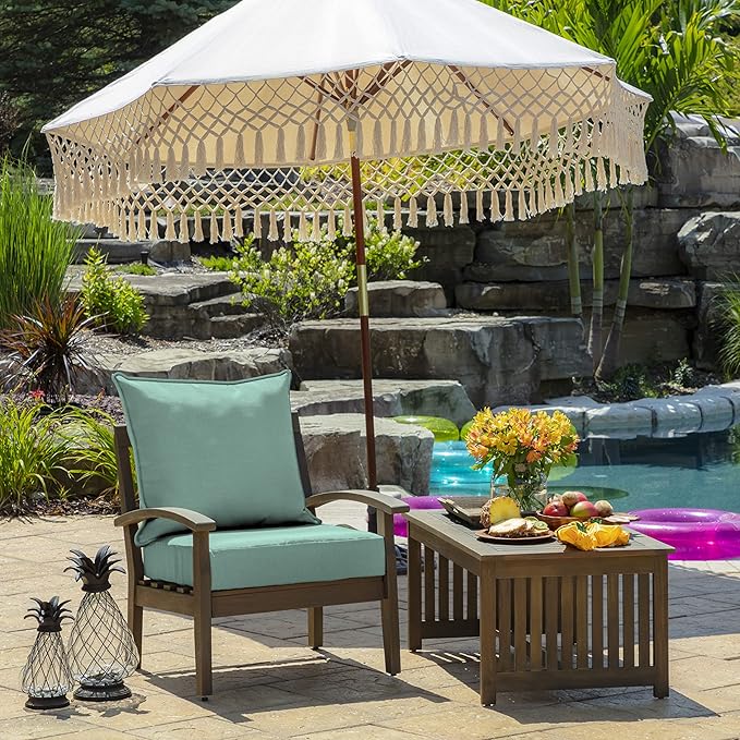 Arden Outdoor Deep Seat Cushion Set (4-Pack), 24 in x 24 in, Weather-Proof, Rain-Proof, Fade Resistant Patio Cushion for Chair, Sofa, and Couch Aqua Leala