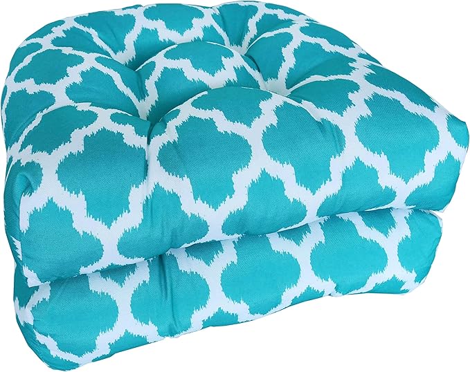 Sweet Home Collection Patio Cushions Outdoor Chair Pads Premium Comfortable Thick Fiber Fill Tufted 19" x 19" Seat Cover, 2 Count (Pack of 1), Tessa Teal 4