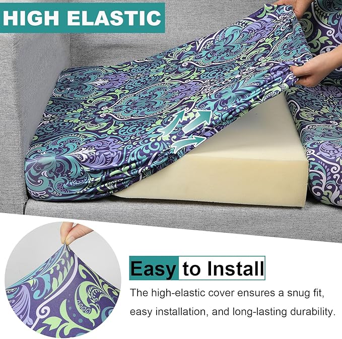 pickyNproud 8Pcs Patio Cushion Covers Stretch Outdoor Couch Cushions Slipcovers Replacement Washable Furniture Protector with Elastic Bottom Sofa Chair Seat Cover, Green