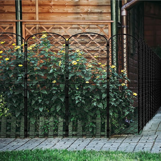Decorative Garden Fence 10 Pack, 38in(H) x 10ft(L) Animal Barrier Fence, Rustproof Metal Fencing for Yard, Dog Rabbits Wire Section Garden Edging Border for Yard Patio Garden, Arched