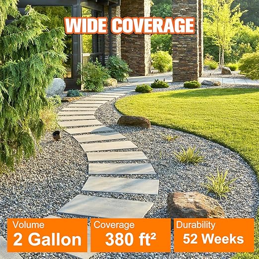 Mulch Glue, Rock Glue for Landscaping, Pea Gravel Binder 2 Gallon Max Cover, Strong Mulch Anchor, Rock Lock Landscape Adhesive for Slopes, Flower Beds, Driveway Edges, Fast Dry & Safe for Plants Pets