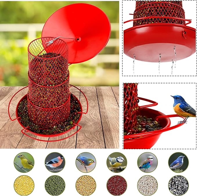Wild Bird Feeders for Outside Hanging,Retractable Large Bird Feeders with 4 lbs Capacity for Finch Cardinal Blue Jay,Squirrel Proof Bird Feeder for Garden Yard