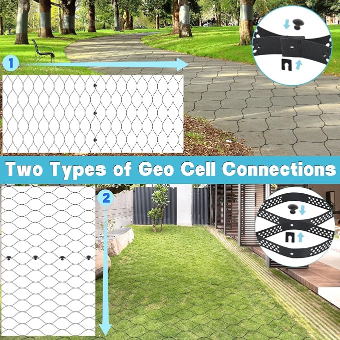 Gravel Grid 40ft X 4ft, 2'' Depth Gravel Stabilizer Grid for Pavers Base, Geogrid 1900 Lbs/Sq Ft Load with 39 Geocell Accessories & Gloves for Driveway Parking Ground Walkway Dirt Locker Slope
