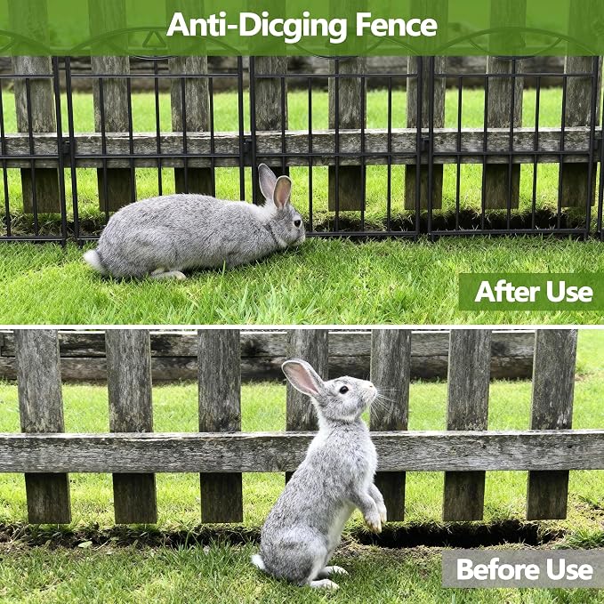Garden Fence 17in (H) x21ft (L), 20 Pack No Dig Animal Barrier Fence, Metal Decorative Garden Border Fence Panels, for Dogs, Flower Bed, Patio, Yard