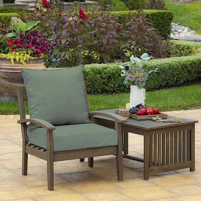 Arden earthFIBER Outdoor Foam Deep Seat Cushion Set, 22x24, Premium High-Density Foam, Never Flattens, Weather-Proof for Patio Chair Sofa Couch, Sage Green Texture